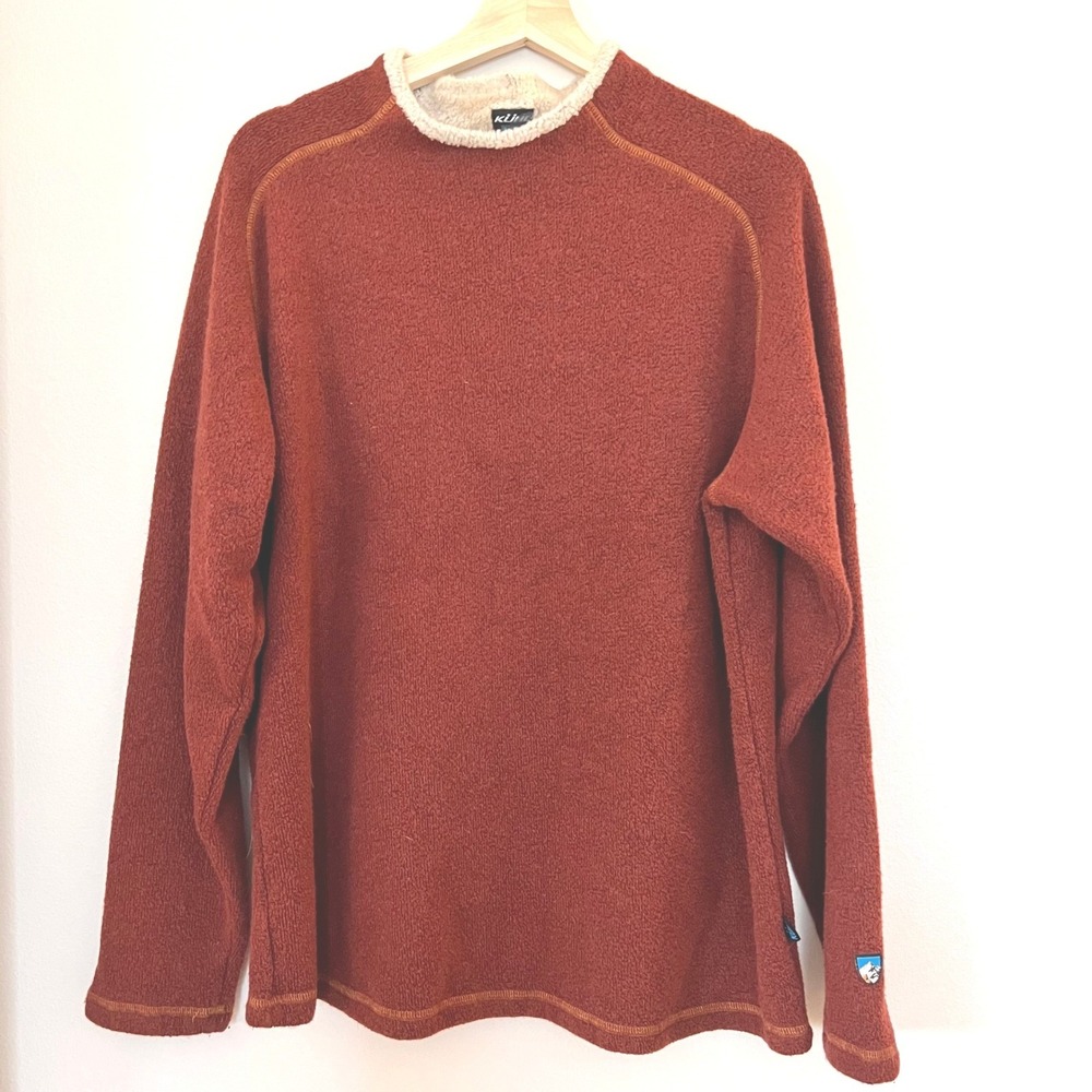 Kuhl Alfpaca Fleece Pullover Sweater Womens XL Rust Red Mountain Gorpcore Hiking